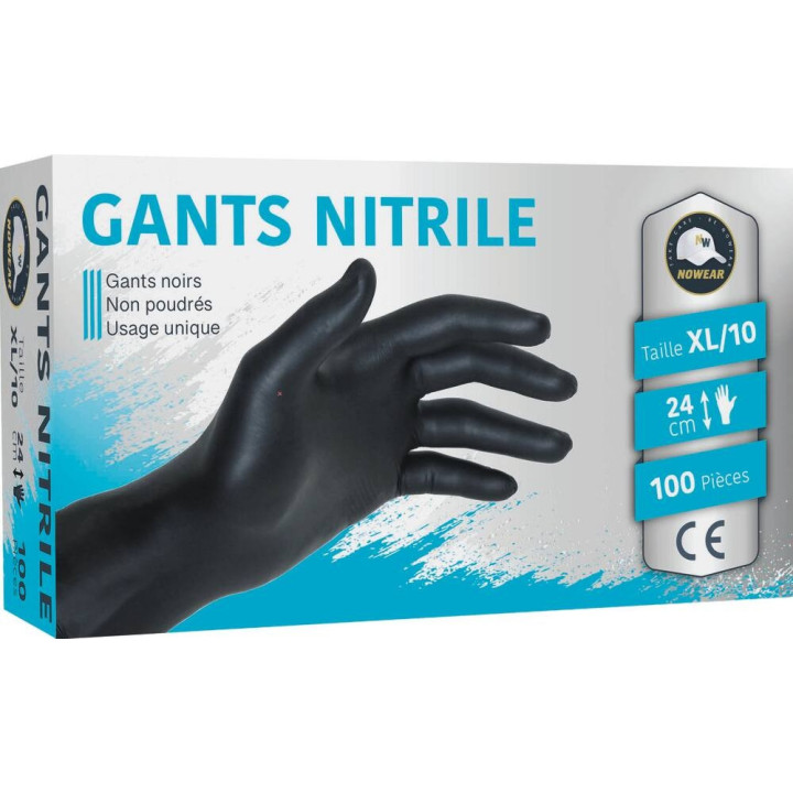 Gants jetables en nitrile ambidextres boite de 100 pièces